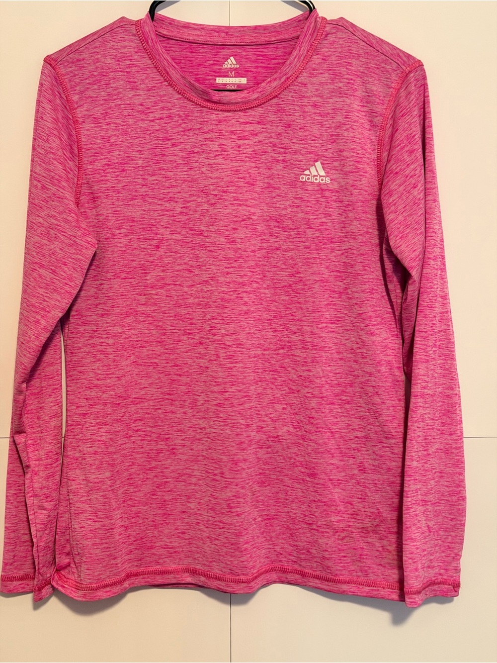 adidas Pink Heather Long-Sleeve Athletic Tee